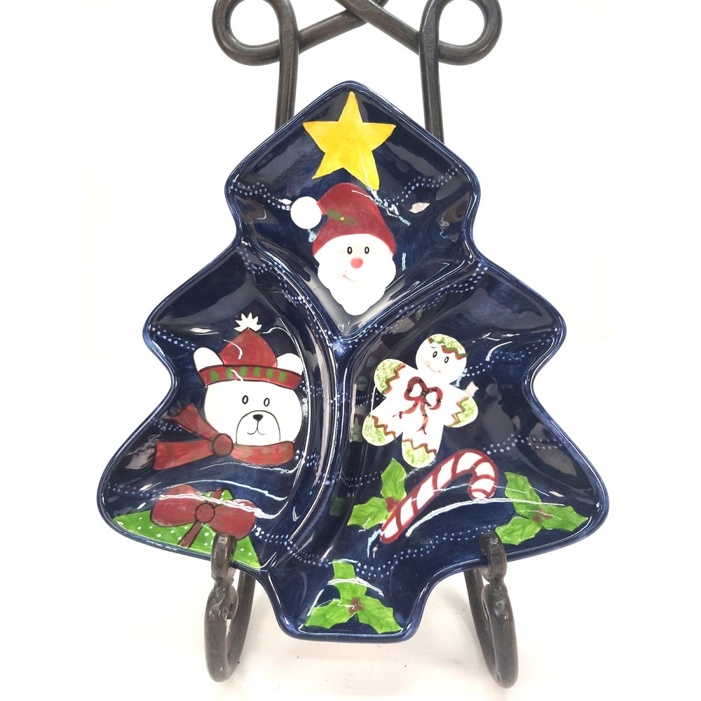 Christmas Serving Tray Twilight Collection Laurie Gates The Cellar 3 Section